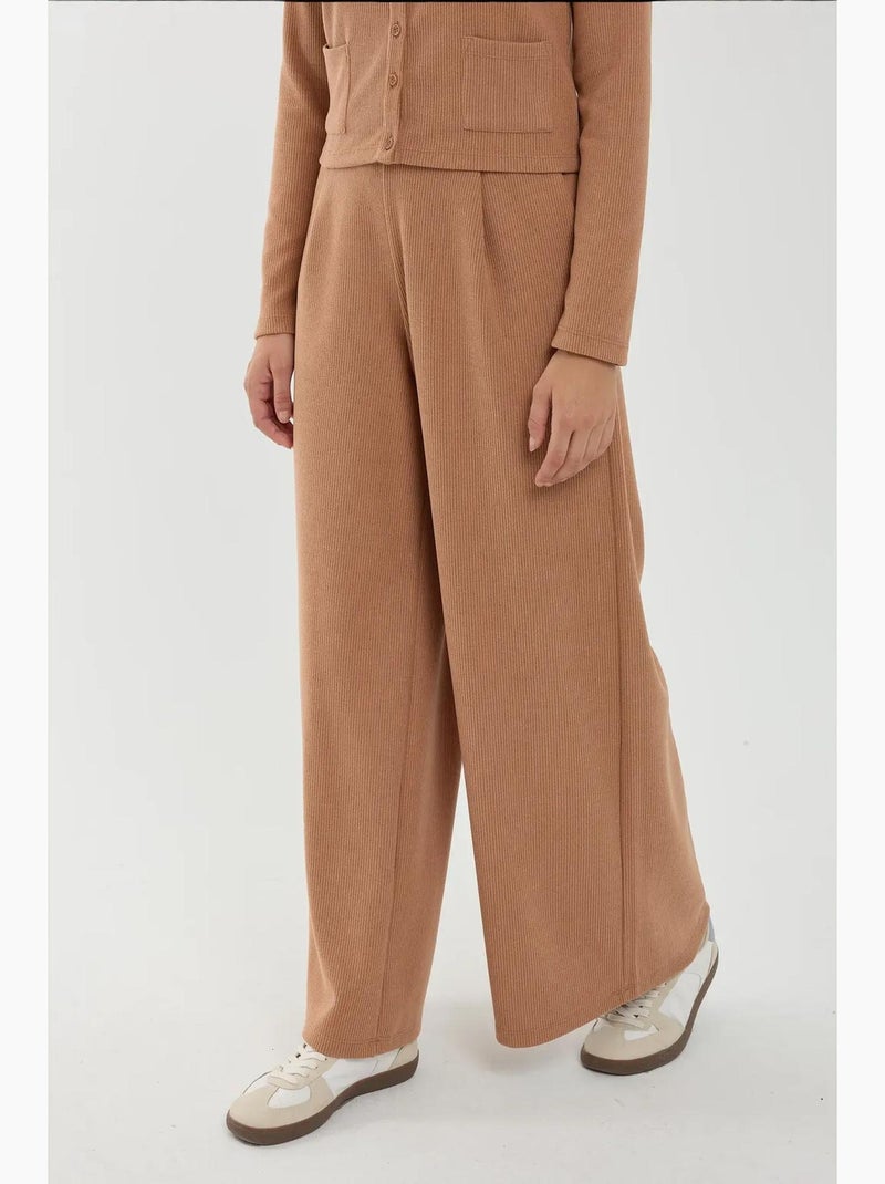 Pantalon large à taille élastique hiccup Marron - Kiabi