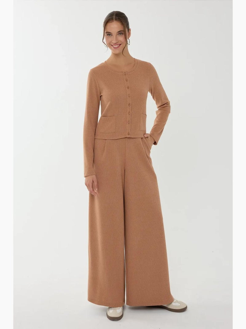 Pantalon large à taille élastique hiccup Marron - Kiabi