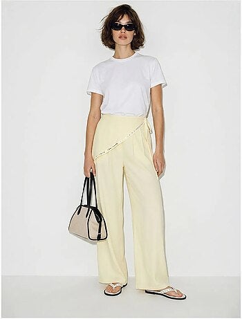 Pantalon large à taille élastique lucci