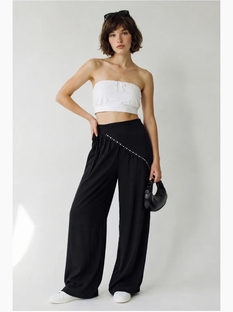 Pantalon large à taille élastique lucci Noir - Kiabi