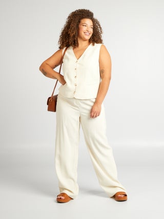 Pantalon large à taille élastiquée