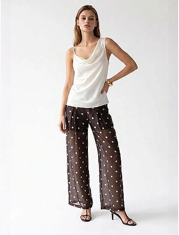 Pantalon large à taille haute à pois mixray