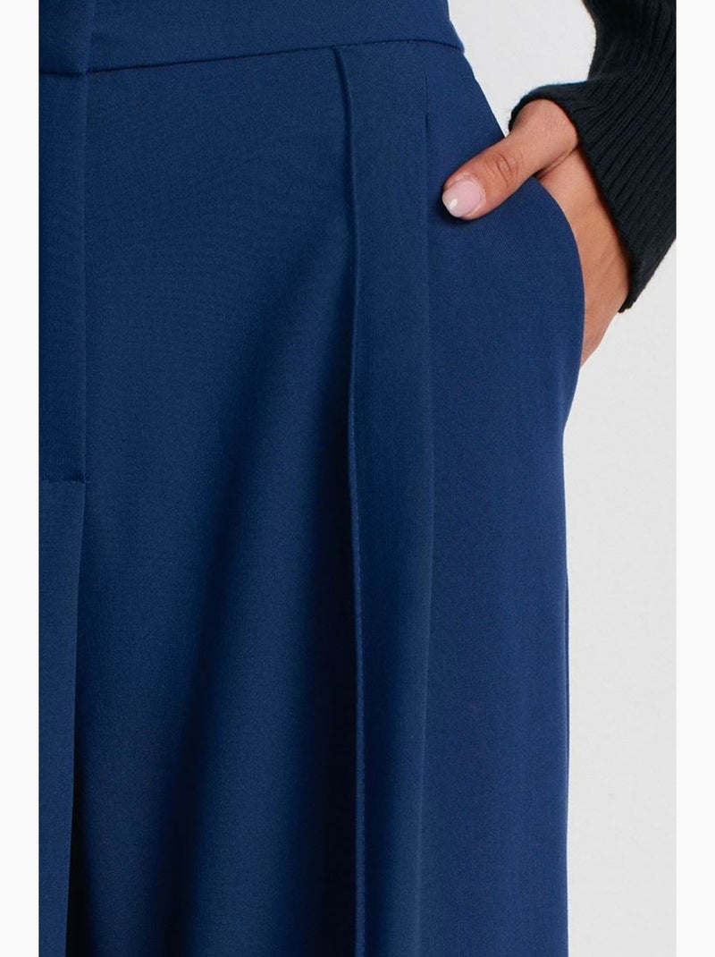 Pantalon large à taille haute avec plis dilvin Bleu marine - Kiabi
