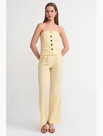 Pantalon large à taille haute avec plis dilvin