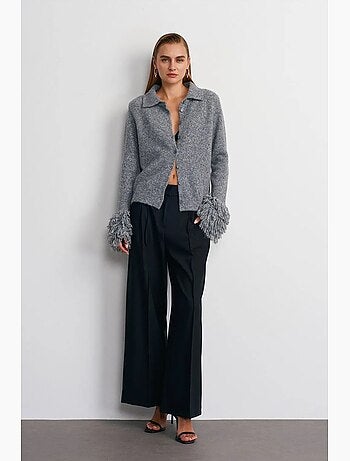 Pantalon large à taille haute avec plis dilvin