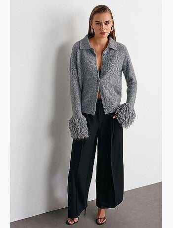 Pantalon large à taille haute avec plis dilvin