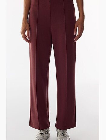 Pantalon large à taille haute côtelée penti