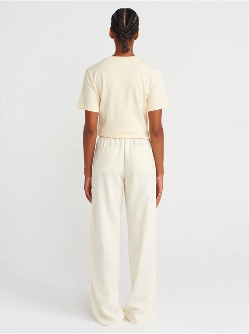 Pantalon large à taille haute et lien dilvin - Kiabi Pantalon large à taille haute et lien dilvin - Kiabi