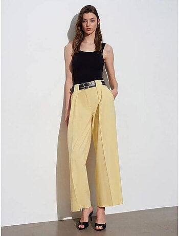Pantalon large à taille haute et plis dilvin