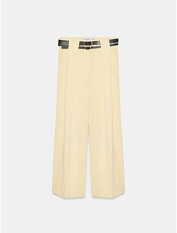 Pantalon large à taille haute et plis dilvin