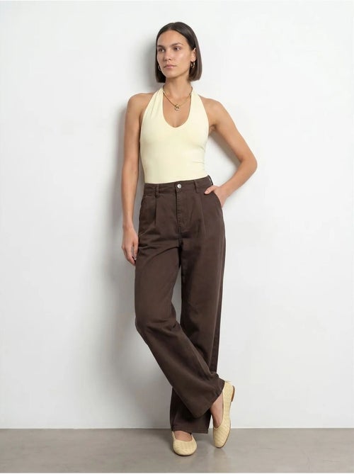 Pantalon large à taille mi-haute et plis dilvin - Kiabi Pantalon large à taille mi-haute et plis dilvin - Kiabi
