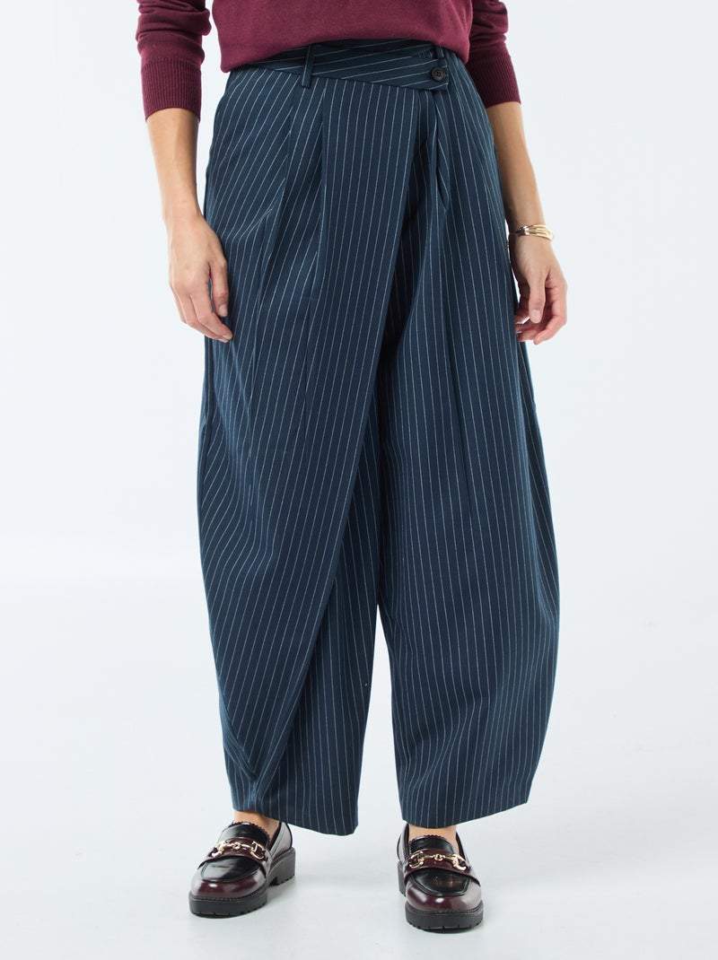 Pantalon large asymétrique Bleu - Kiabi
