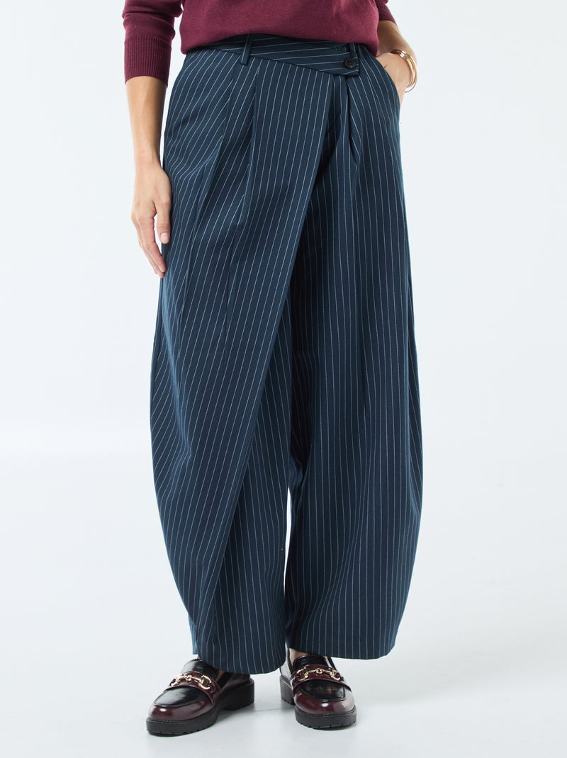 Pantalon large asymétrique Bleu - Kiabi