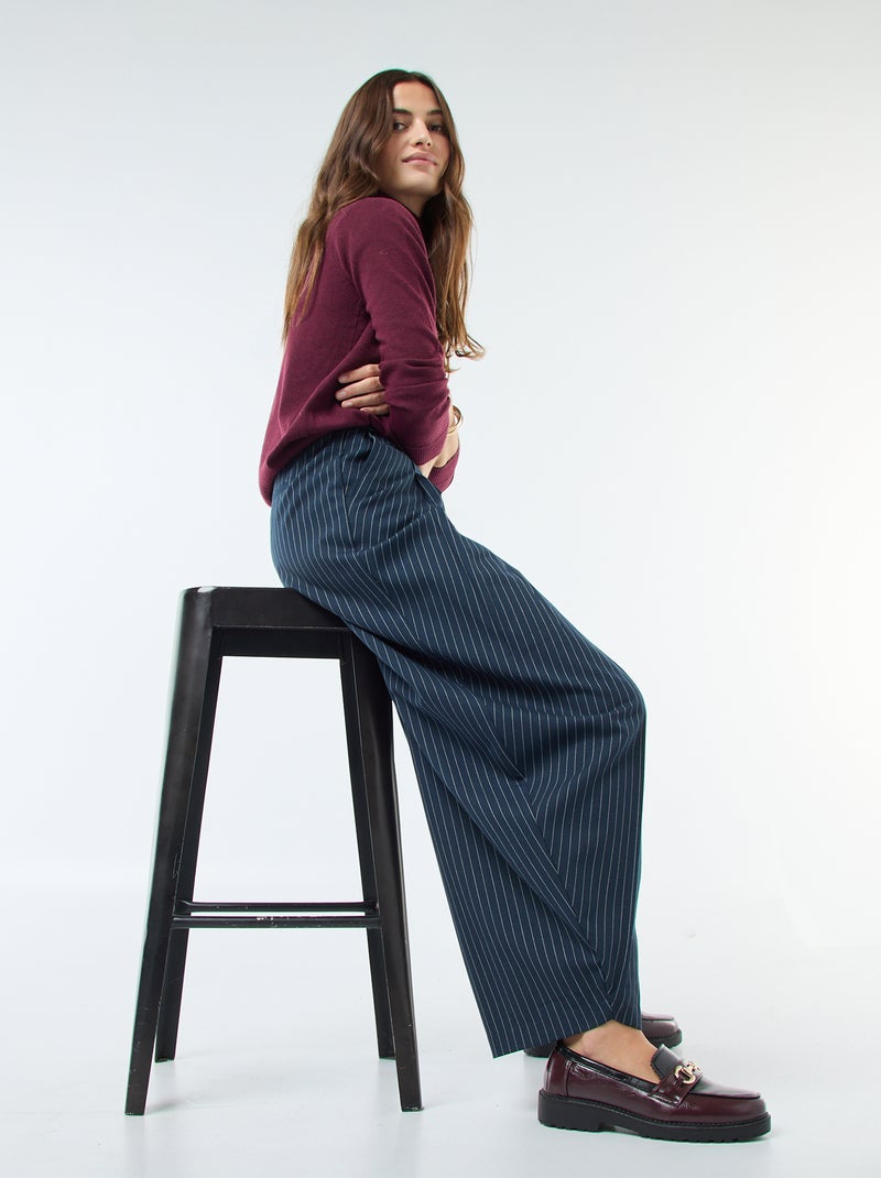Pantalon large asymétrique Bleu - Kiabi