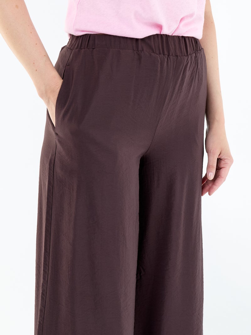 Pantalon large avec 2 poches Marron - Kiabi
