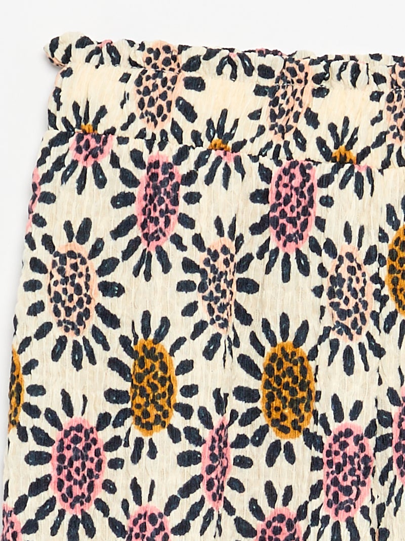 Pantalon large avec bas volantés Beige - Kiabi
