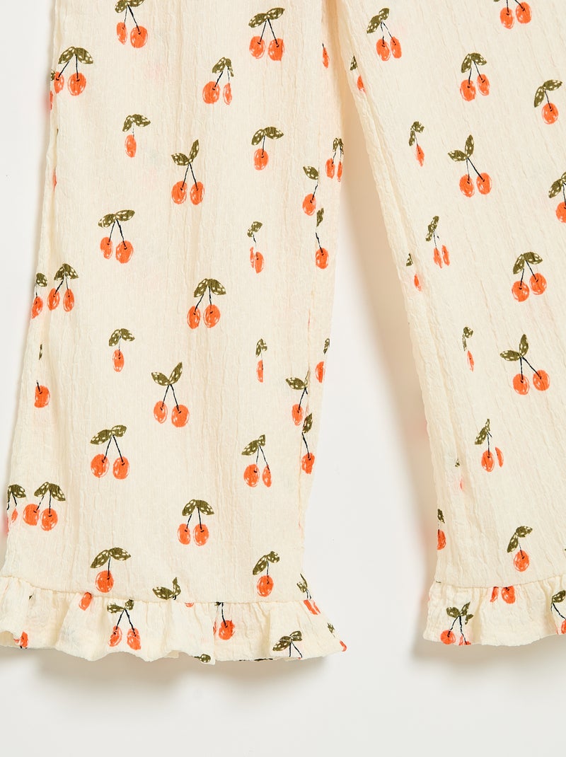 Pantalon large avec bas volantés Blanc - Kiabi