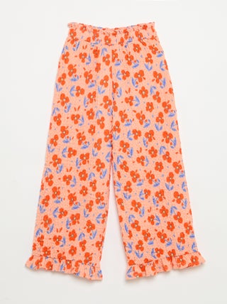 Pantalon large avec bas volantés