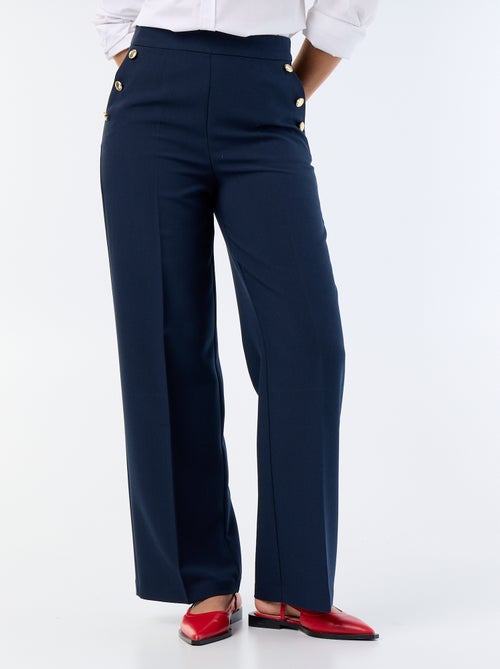 Pantalon large avec boutons dorés fantaisies sur les poches - Kiabi