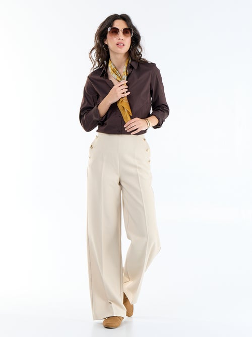 Pantalon large avec boutons dorés fantaisies sur les poches - Kiabi