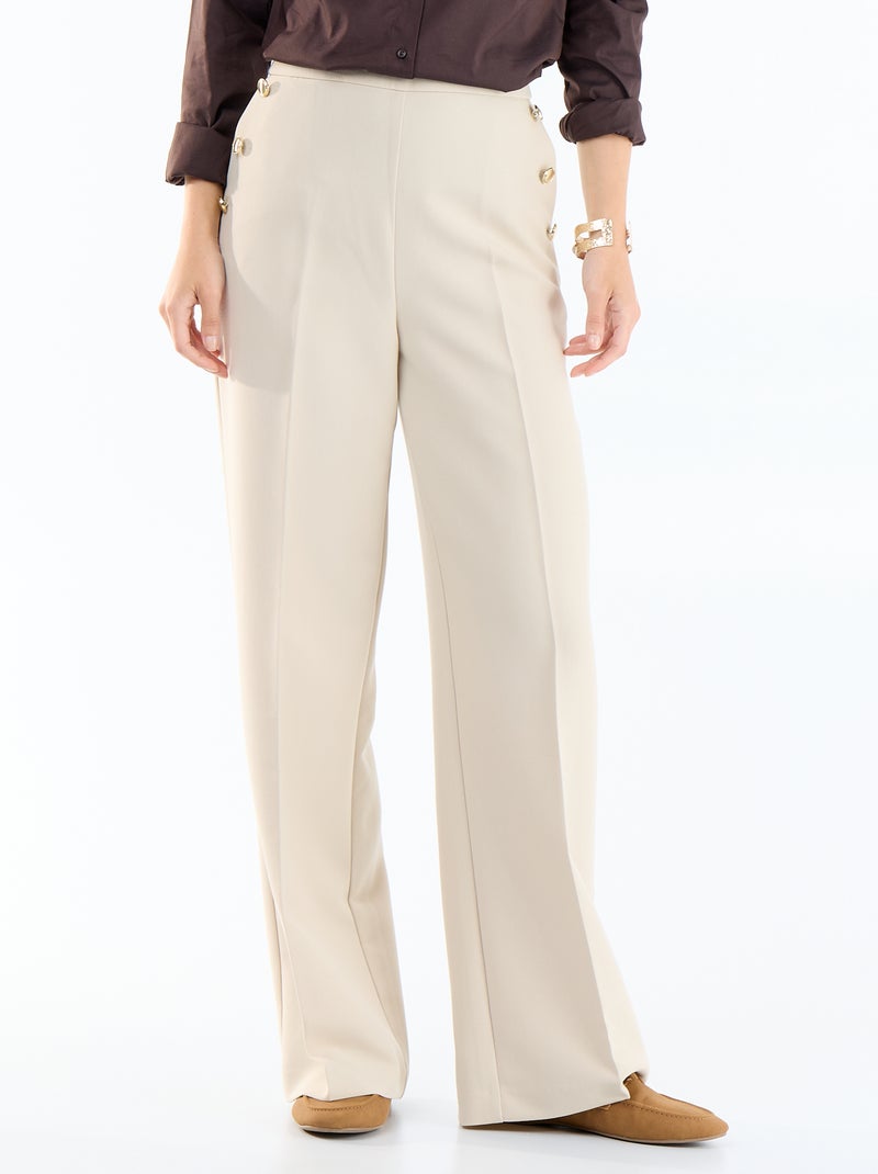 Pantalon large avec boutons dorés fantaisies sur les poches Gris - Kiabi