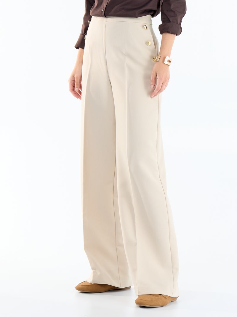 Pantalon large avec boutons dorés fantaisies sur les poches Gris - Kiabi