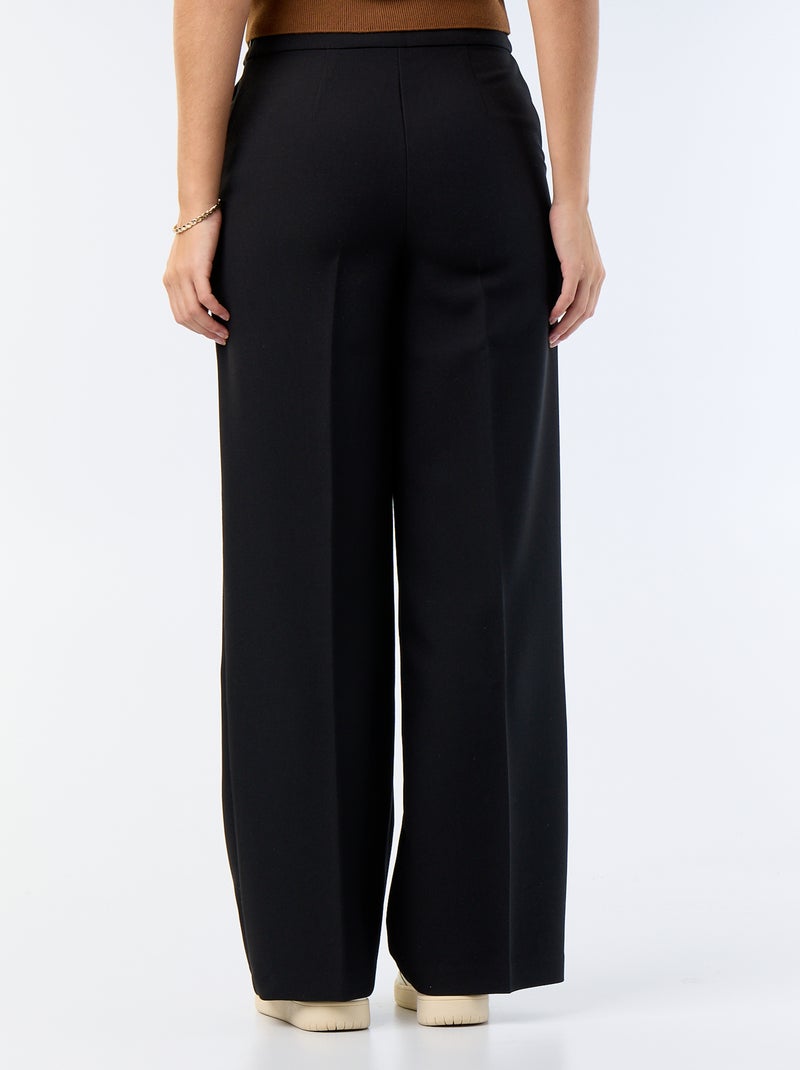 Pantalon large avec boutons dorés fantaisies sur les poches Noir - Kiabi