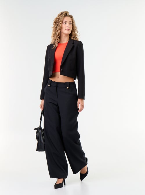 Pantalon large avec boutons dorés - Kiabi