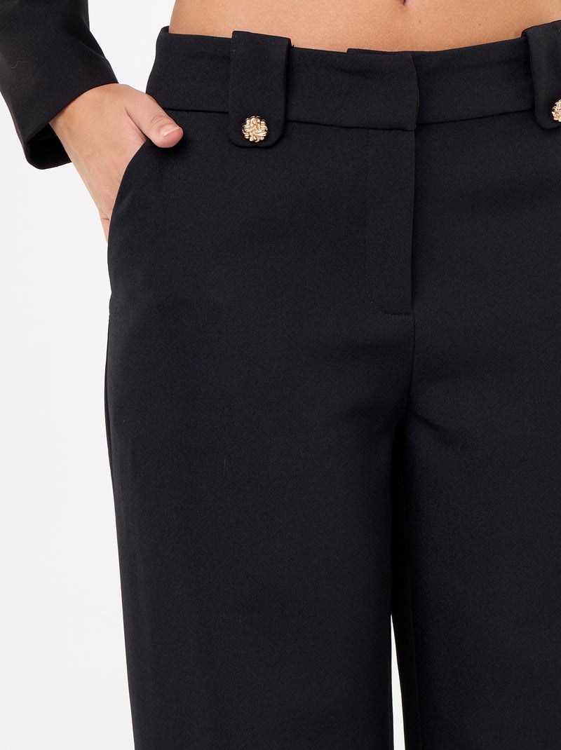 Pantalon large avec boutons dorés Noir - Kiabi