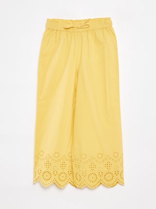 Pantalon large avec broderies anglaises