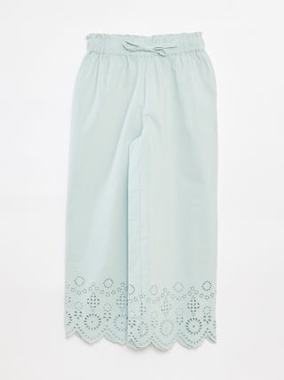 Pantalon large avec broderies anglaises