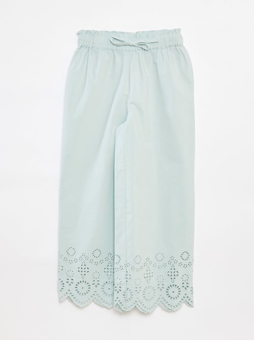 Pantalon large avec broderies anglaises - Kiabi