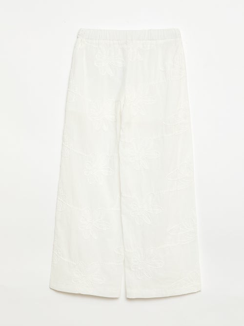 Pantalon large avec broderies - Kiabi
