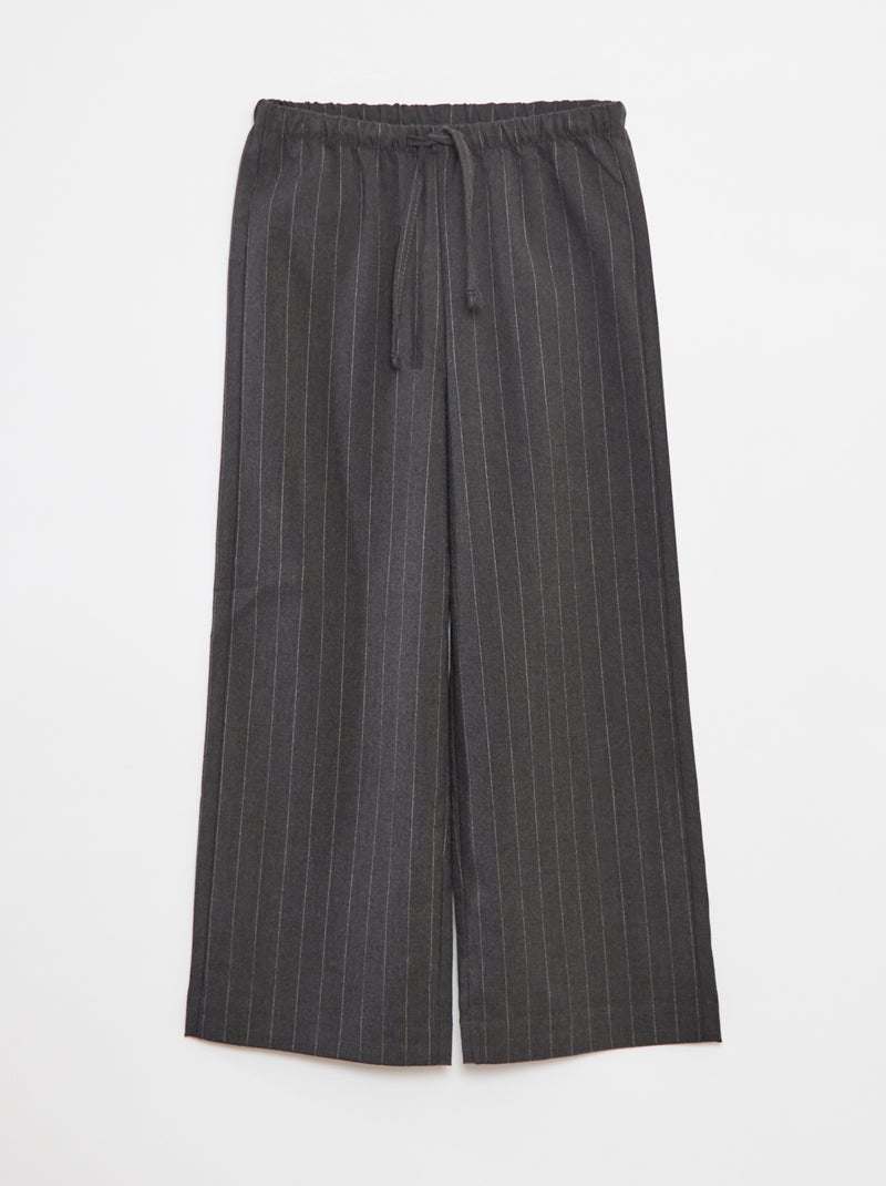 Pantalon large avec ceinture élastiquée et 2 poches Gris - Kiabi
