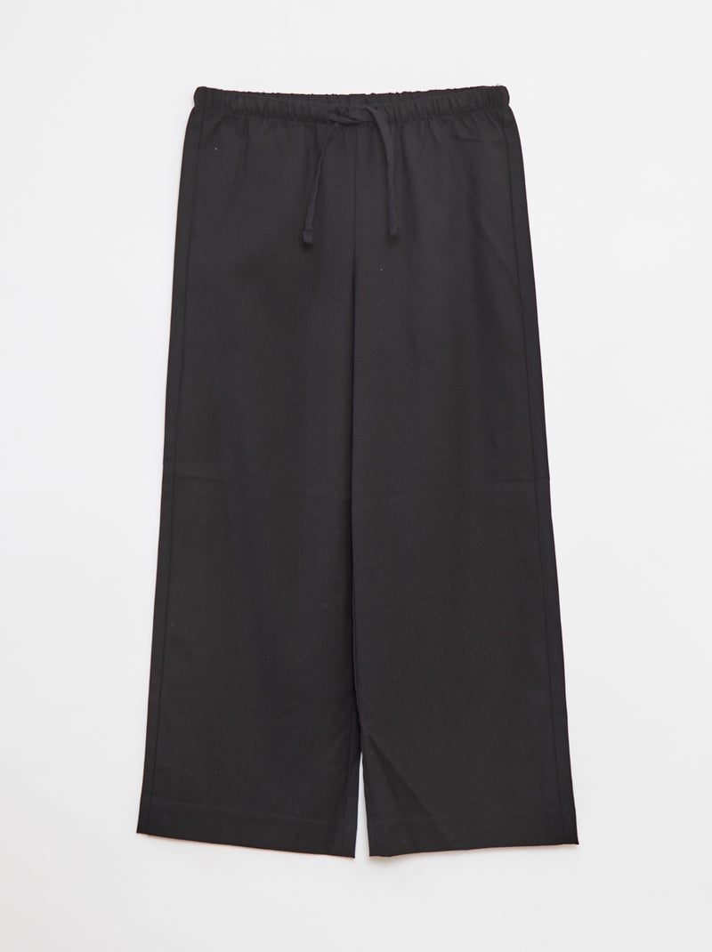 Pantalon large avec ceinture élastiquée et 2 poches Noir - Kiabi