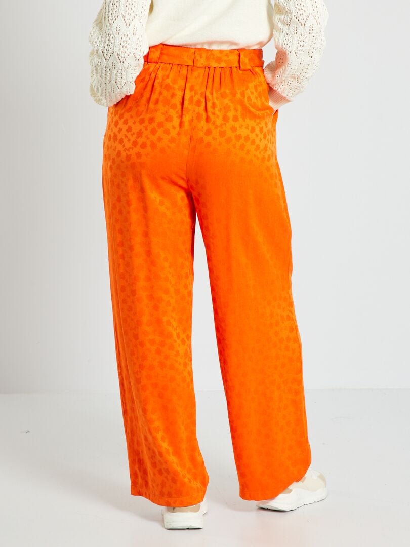 Pantalon large avec imprimé floral orange - Kiabi