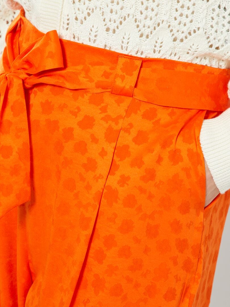 Pantalon large avec imprimé floral orange - Kiabi