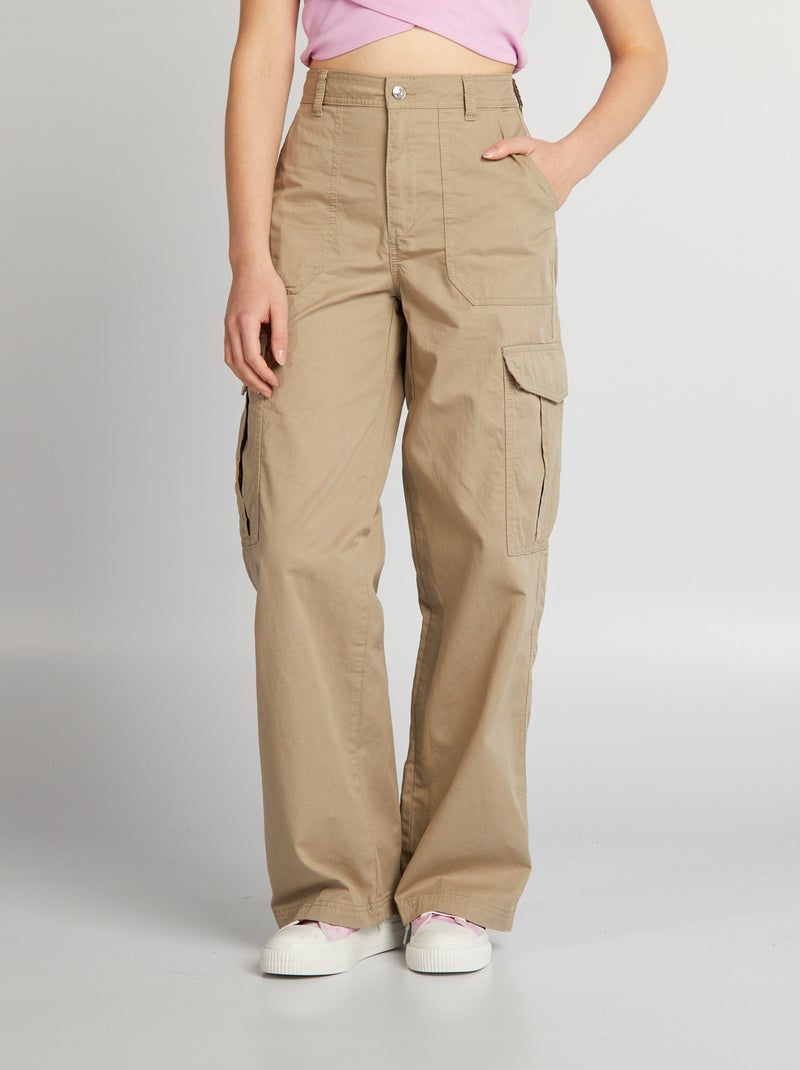 Pantalon large avec poches à rabats Beige - Kiabi