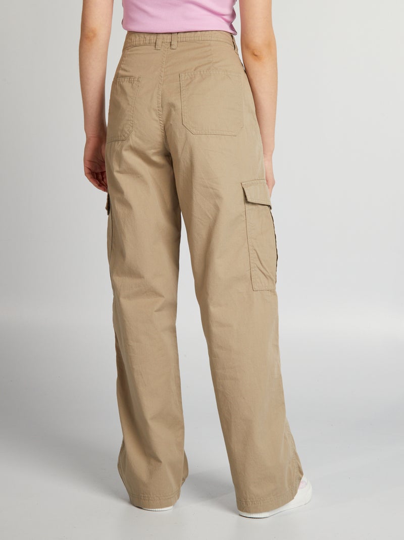 Pantalon large avec poches à rabats Beige - Kiabi