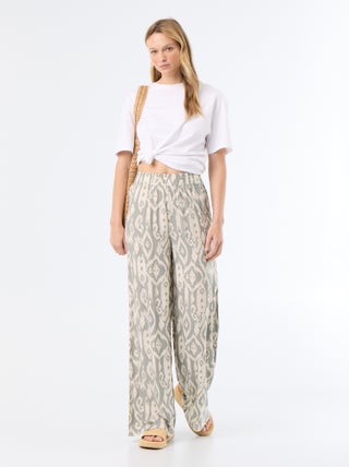 Pantalon large avec taille élastiquée