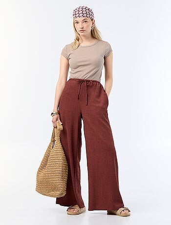 Pantalon large en maille femme