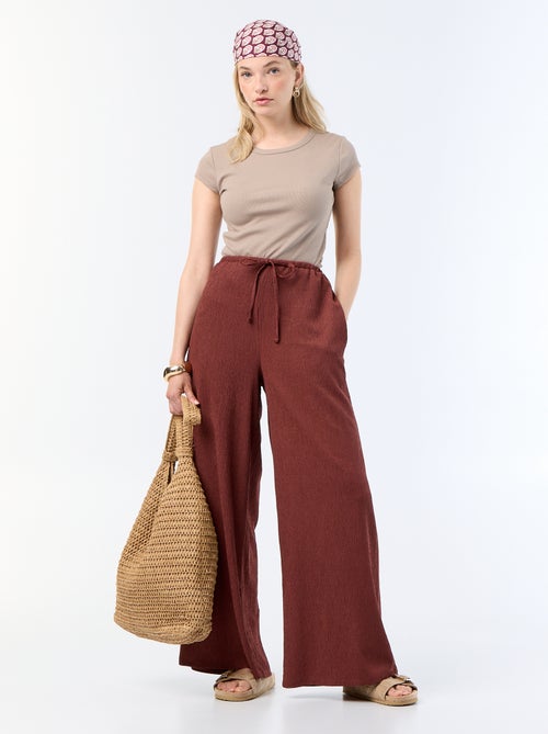 Pantalon large crêpé à 2 poches - Kiabi