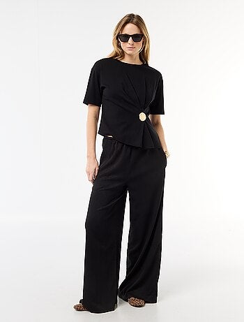 Pantalon large crêpé à 2 poches