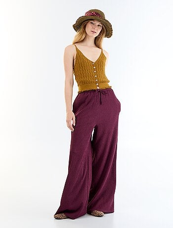 Pantalon large en maille femme