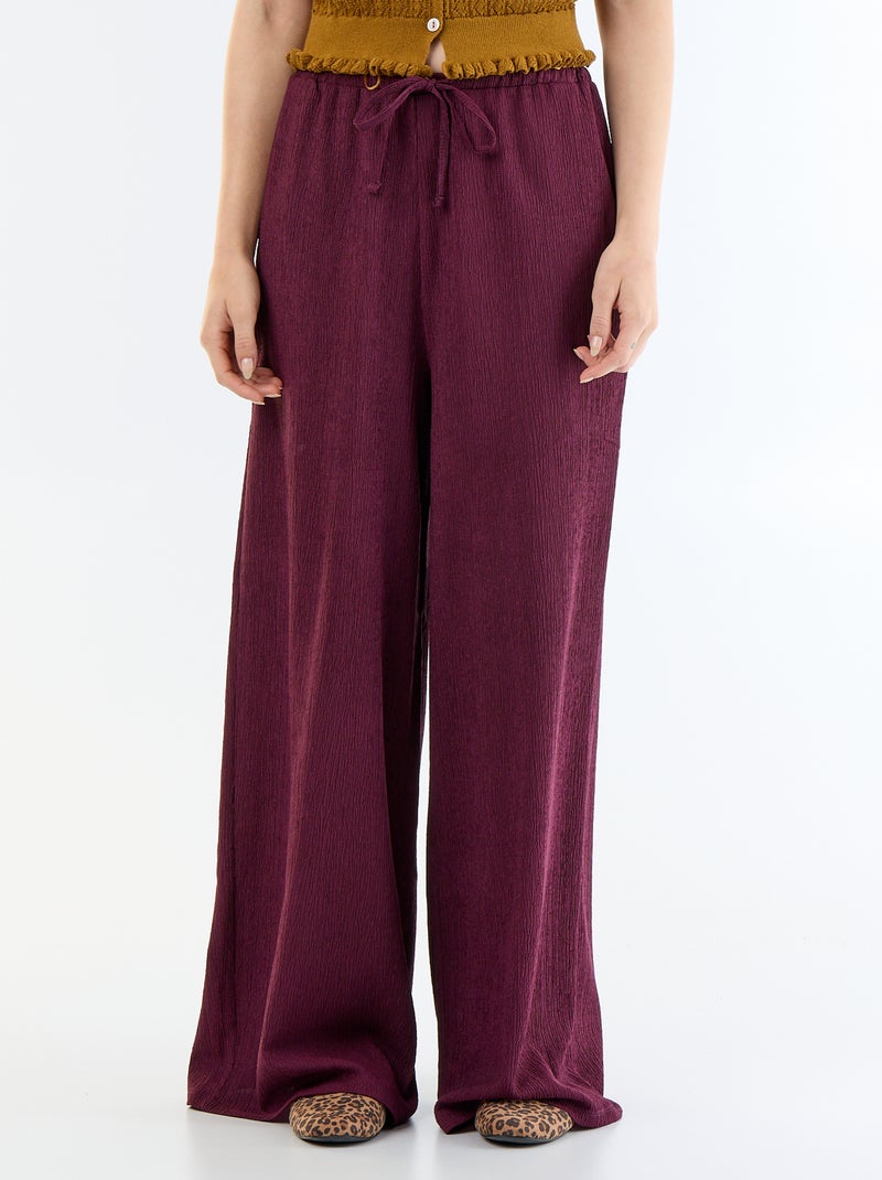 Pantalon large crêpé à 2 poches Rose - Kiabi