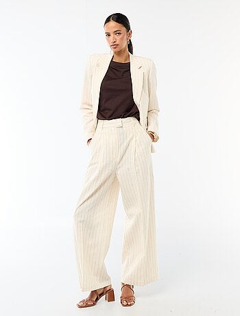 Pantalon large de cérémonie en lin mélangé