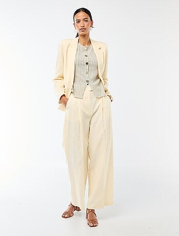 Pantalon large de cérémonie en lin mélangé