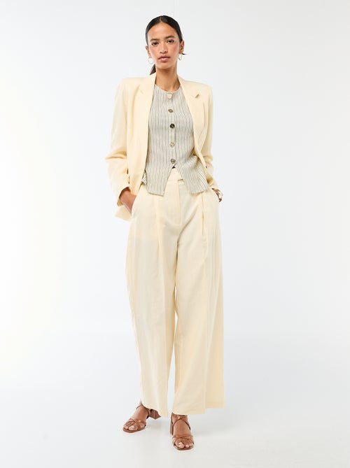 Pantalon large de cérémonie en lin mélangé - Kiabi