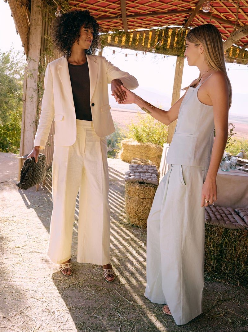 Pantalon large de cérémonie en lin mélangé Beige - Kiabi