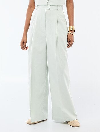 Pantalon large de cérémonie en lin mélangé